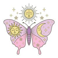 Bohemian Insect Shirt with Mystic Moth and Butterfly vector
