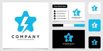 Star Power Logo With Thunder Sign in Negative Space, Illustration vector