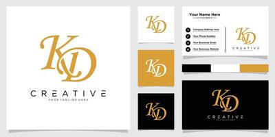 Initial KD or DK letter logo design with business card design vector