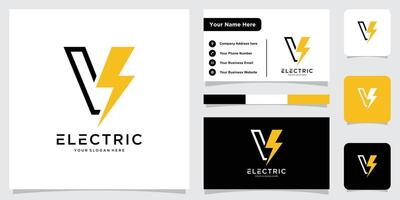 Initial Letter V Volt Power Voltage Bolt Fast Thunder logo design vector