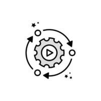 Gear and Circular Arrows Representing Ongoing Workflow Optimization and Automation in Technological System vector