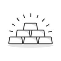 Gold bar icon with blinking shape isolated flat style. vector