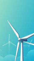 Renewable energy vertical panel illustration of wind turbines vector