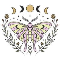 Magical Insect Art on Boho Butterfly Moth Tee vector