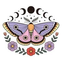 Feminine and Flowing Boho Butterfly and Moth Shirt vector