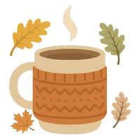 Sweater Weather Mug illustration - Fall Autumn Clipart, Retro Boho Autumn design sublimation, Happy Fall season vibes vector