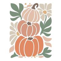 Autumn Leaves and Pumpkins Shirt with Retro Design vector