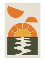 Rising Harmony - Abstract Boho Wall Art , Retro home decor illustration, minimalist Wall art vector