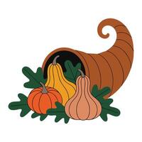 Abstract Cornucopia illustration - Fall Autumn Clipart, Retro Boho Autumn design sublimation, Happy Fall season vibes vector