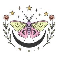 Stylish Boho Shirt with Butterfly and Moth Design vector