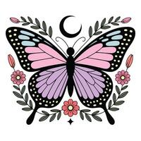 Artistic Moth Illustration Tee with Boho Energy vector