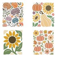 Retro Autumn Fall illustration, Boho Halloween Autumn season vibes, Happy Fall Design Sublimation pack vector