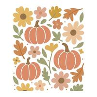 Autumn Season Tee with Retro Halloween Theme vector