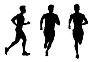 Man running silhouette, people running pose, Marathon vector