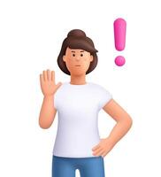 Animated character showing warning gesture vector