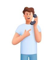 Man with phone smiling and pointing vector