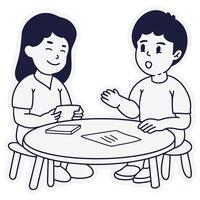 Mother and son reading learning schoolwork illustration vector