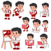 Illustration set Character Kid School Cartoon vector