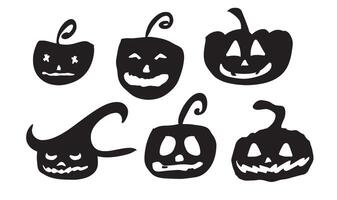 pumpkin set collection black color object icon costume character cartoon icon pumpkin happy halloween evil horror october month happy halloween pumpkin celebration event smile fear fun skittish autumn vector
