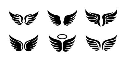 Collection of Black Wing Silhouettes for Various Design Projects vector