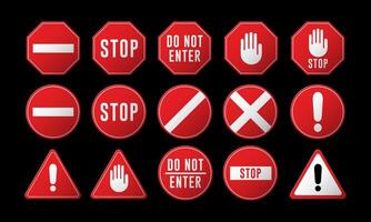 Red traffic signs including stop and warning signs vector