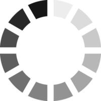 Segmented circle featuring a smooth gradient transitioning from deep black to soft light gray, representing progress and indicating download or upload status in digital applications vector