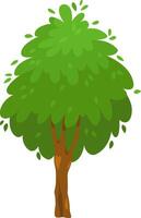 Cartoon tree with lush green foliage and brown trunk, creating a vibrant and whimsical illustration against a clean white backdrop, perfect for nature themed designs vector
