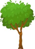 Cartoon tree featuring lush green foliage and a sturdy brown trunk, creating a vibrant and whimsical nature illustration set against a clean white backdrop, perfect for various design projects vector