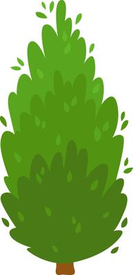 Lush green bush featuring small leaves in a playful cartoon style, adding a vibrant and whimsical touch perfect for enhancing various design projects and illustrations