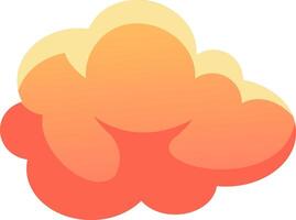 Cartoon cloud with orange and yellow gradient color is floating in the clear sky, representing concepts like weather, meteorology, dreams, imagination, and climate vector