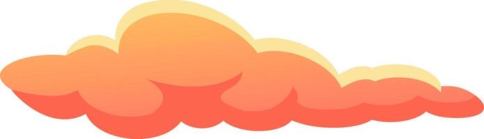 Cartoonish orange cloud floating in a vibrant sky during sunset, featuring a bright yellow outline and a smooth gradient transitioning from light orange to deep, rich orange hues vector