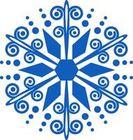Stylized blue snowflake featuring intricate dots and swirling patterns, creating a captivating festive winter atmosphere ideal for enhancing Christmas and holiday themed designs vector