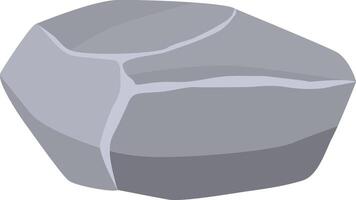 Gray rock with irregular shape and cracks creating a natural texture, ideal for representing geology, nature, or construction materials, isolated on white background vector