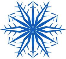 Blue snowflake with sharp edges and intricate details creating a beautiful and festive winter design element, perfect for Christmas or holiday projects vector