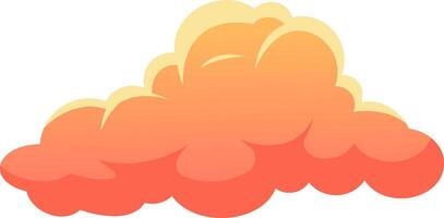 Cartoon style orange and yellow cloud, featuring highlighted edges, floats against a bright white background, creating a vibrant and cheerful atmosphere perfect for imaginative designs vector
