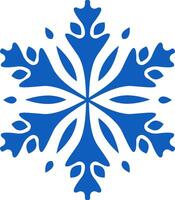 Intricate blue snowflake design featuring delicate patterns on a white background, representing the beauty of winter, Christmas celebrations, cold weather, and icy precipitation vector