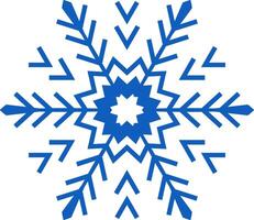 Geometric and stylized blue snowflake resting on a white background, capturing the essence of winter and the festive spirit of Christmas, evoking images of cold weather, ice, and snow vector