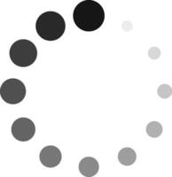 Circular progress indicator with gradually fading circles represents ongoing operation, symbolizing wait time, anticipation, and process completion vector