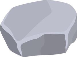 Cartoon gray rock resting on the ground, isolated against a clean white background, offering versatility for games, educational illustrations, and various creative projects vector