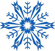 Stylized blue snowflake with sharp edges and rounded shapes creating a festive and wintery mood, perfect for Christmas or holiday decorations vector