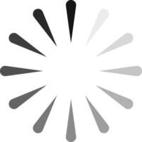 Rotating gray and black rays forming a circular loading symbol, indicating buffering or processing, creating a dynamic visual representation of an ongoing operation vector