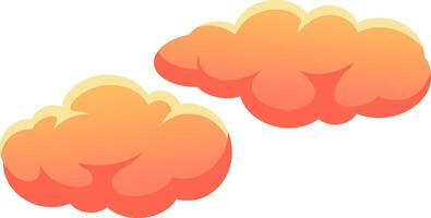 Two orange cartoon clouds are floating in the white sky, creating a cheerful and dreamy atmosphere, perfect for children's book illustrations or any project needing a touch of whimsy vector