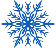 Stylized blue snowflake resting on a pristine white background, capturing the essence of winter, evoking feelings of coldness, ice, snow, and festive Christmas decorations vector