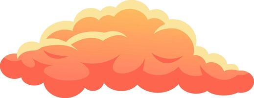 Cartoon cloud with shaded red and yellow colors, floating in the white empty sky, representing concepts like meteorology, weather, climate and dreaming vector
