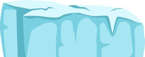Cartoon illustration of a melting ice cube with snow on top dripping water drops isolated on white background, suitable for educational materials, games, and animations vector