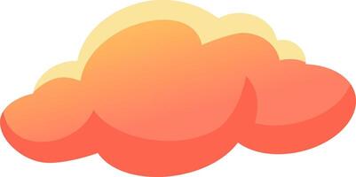 Cartoon cloud floating in the white empty sky, colored with a gradient from orange to yellow, ideal for meteorology, weather forecast, climate and environment concepts vector