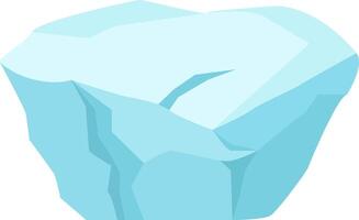 Large iceberg floating in arctic waters, featuring a prominent crack on its surface, symbolizes the pressing issues of global warming and climate change in a low poly illustration style vector