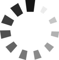 Circular progress indicator with dark and light gray rotating squares on a white background, symbolizing ongoing operation or download status vector
