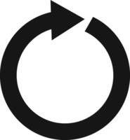 Bold, black circular arrow symbolizes repetition, renewal, and the ongoing nature of a process, emphasizing the concept of continuous flow and cyclical movement vector