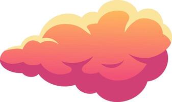 Cartoon cloud floating in a white sky, showcasing a vibrant pink and orange gradient. Creating a dreamy and playful atmosphere, perfect for evoking joy and imagination vector